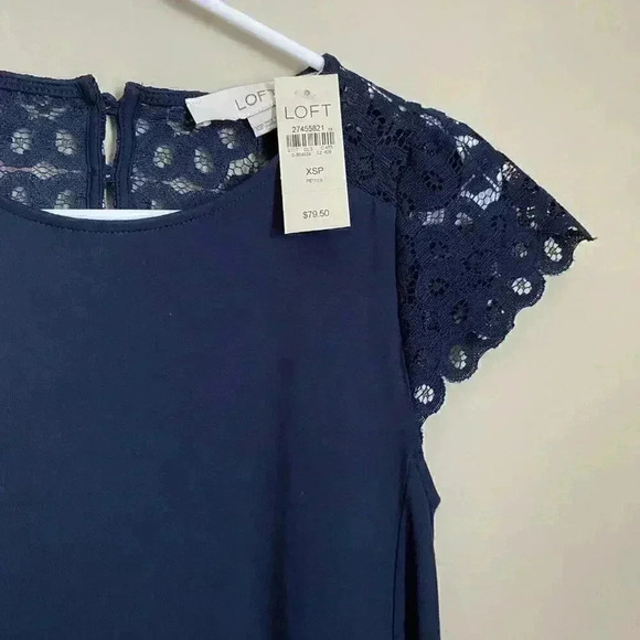 Loft Navy Lace Accents Dress Size XSP - Picture 4 of 11